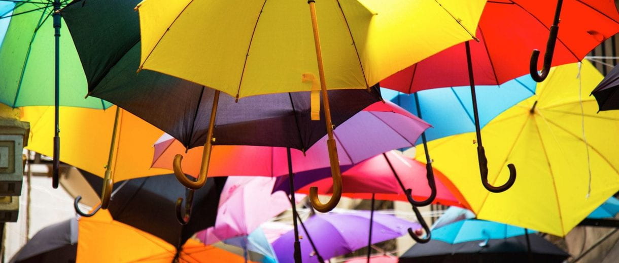 Student Services - Multi-coloured umbrellas